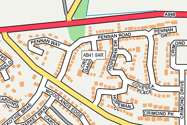 AB41 8AR map - OS OpenMap – Local (Ordnance Survey) AB41 8AR map - OS OpenMap – Local (Ordnance Survey)