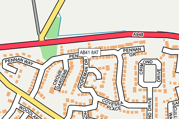 AB41 8AT map - OS OpenMap – Local (Ordnance Survey) AB41 8AT map - OS OpenMap – Local (Ordnance Survey)