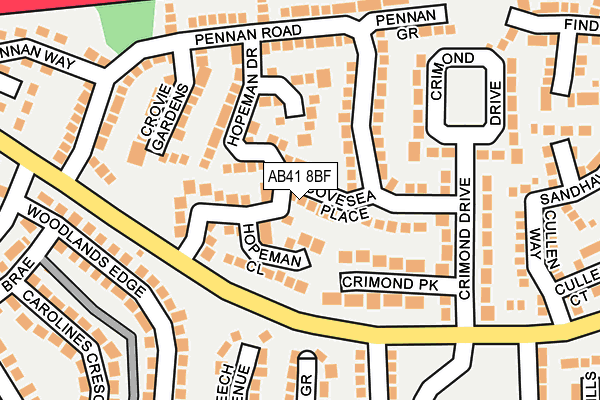 AB41 8BF map - OS OpenMap – Local (Ordnance Survey) AB41 8BF map - OS OpenMap – Local (Ordnance Survey)