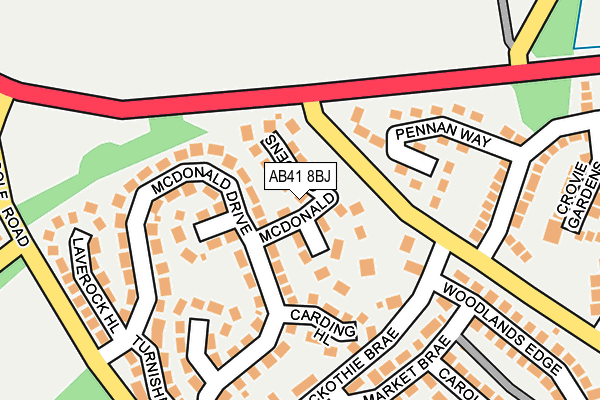 AB41 8BJ map - OS OpenMap – Local (Ordnance Survey) AB41 8BJ map - OS OpenMap – Local (Ordnance Survey)