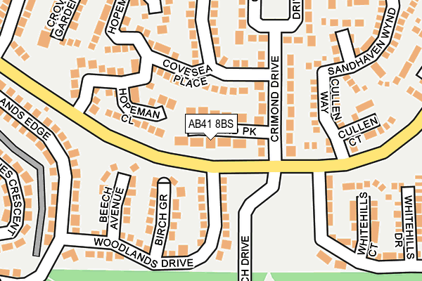 AB41 8BS map - OS OpenMap – Local (Ordnance Survey) AB41 8BS map - OS OpenMap – Local (Ordnance Survey)