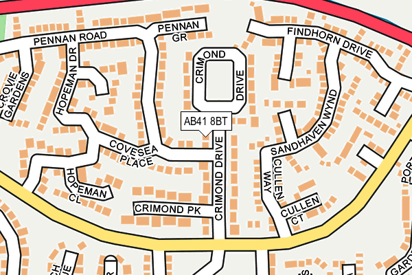 AB41 8BT map - OS OpenMap – Local (Ordnance Survey) AB41 8BT map - OS OpenMap – Local (Ordnance Survey)