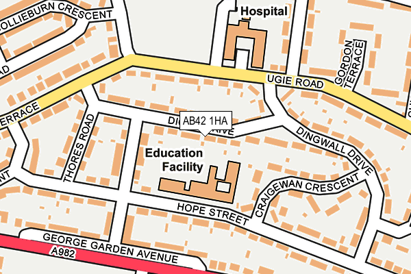 AB42 1HA map - OS OpenMap – Local (Ordnance Survey)