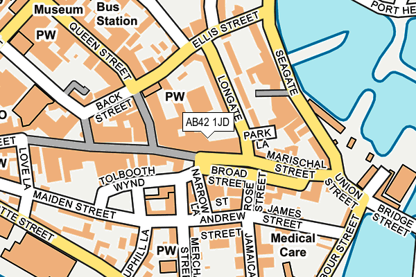 AB42 1JD map - OS OpenMap – Local (Ordnance Survey) AB42 1JD map - OS OpenMap – Local (Ordnance Survey)