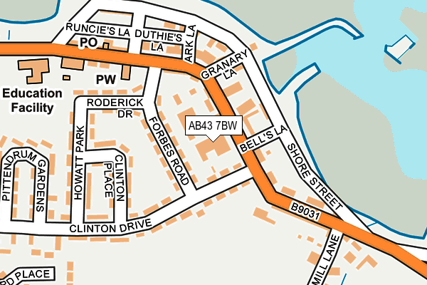 AB43 7BW map - OS OpenMap – Local (Ordnance Survey) AB43 7BW map - OS OpenMap – Local (Ordnance Survey)