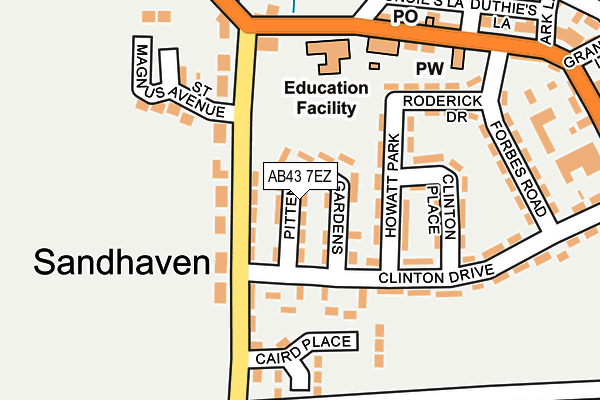 AB43 7EZ map - OS OpenMap – Local (Ordnance Survey)