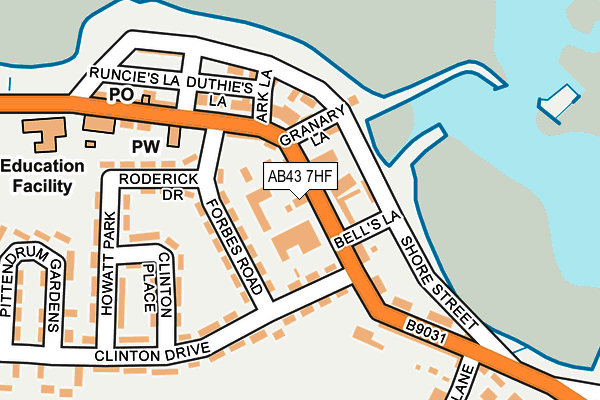 AB43 7HF map - OS OpenMap – Local (Ordnance Survey) AB43 7HF map - OS OpenMap – Local (Ordnance Survey)