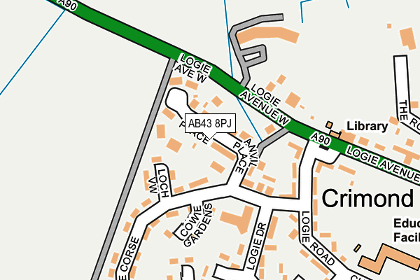 AB43 8PJ map - OS OpenMap – Local (Ordnance Survey)