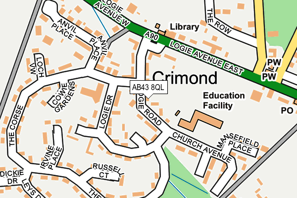 AB43 8QL map - OS OpenMap – Local (Ordnance Survey)