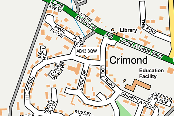 AB43 8QW map - OS OpenMap – Local (Ordnance Survey) AB43 8QW map - OS OpenMap – Local (Ordnance Survey)