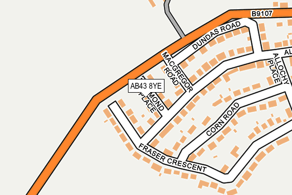 AB43 8YE map - OS OpenMap – Local (Ordnance Survey) AB43 8YE map - OS OpenMap – Local (Ordnance Survey)