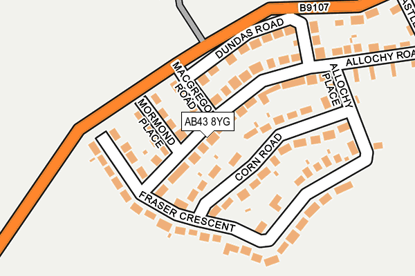 AB43 8YG map - OS OpenMap – Local (Ordnance Survey) AB43 8YG map - OS OpenMap – Local (Ordnance Survey)