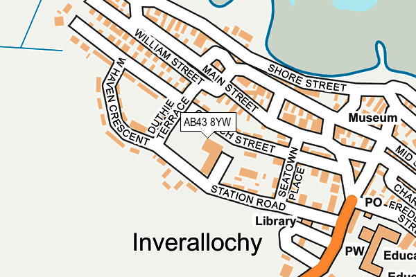 AB43 8YW map - OS OpenMap – Local (Ordnance Survey) AB43 8YW map - OS OpenMap – Local (Ordnance Survey)