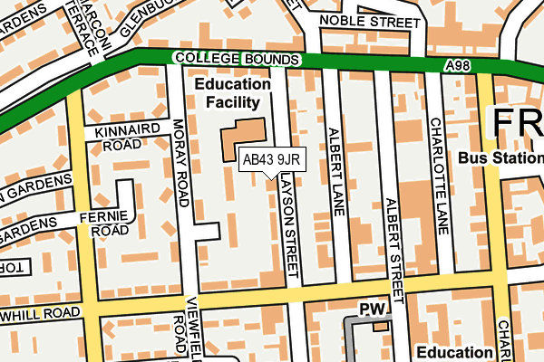 AB43 9JR map - OS OpenMap – Local (Ordnance Survey)