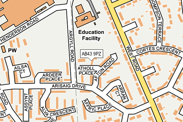 AB43 9PZ map - OS OpenMap – Local (Ordnance Survey) AB43 9PZ map - OS OpenMap – Local (Ordnance Survey)