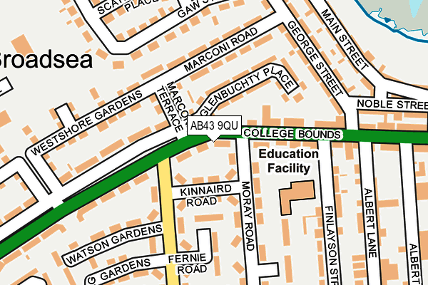 AB43 9QU map - OS OpenMap – Local (Ordnance Survey) AB43 9QU map - OS OpenMap – Local (Ordnance Survey)