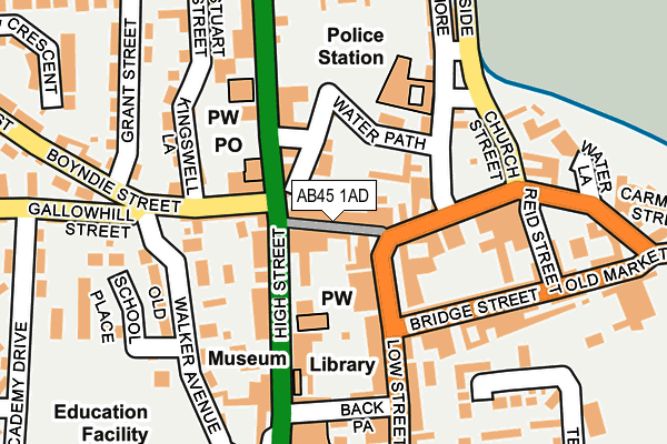 AB45 1AD map - OS OpenMap – Local (Ordnance Survey) AB45 1AD map - OS OpenMap – Local (Ordnance Survey)