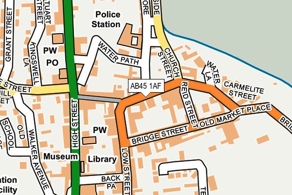 AB45 1AF map - OS OpenMap – Local (Ordnance Survey) AB45 1AF map - OS OpenMap – Local (Ordnance Survey)