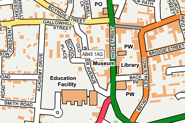 AB45 1AQ map - OS OpenMap – Local (Ordnance Survey)