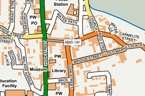 AB45 1AY map - OS OpenMap – Local (Ordnance Survey) AB45 1AY map - OS OpenMap – Local (Ordnance Survey)
