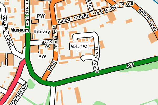 AB45 1AZ map - OS OpenMap – Local (Ordnance Survey) AB45 1AZ map - OS OpenMap – Local (Ordnance Survey)