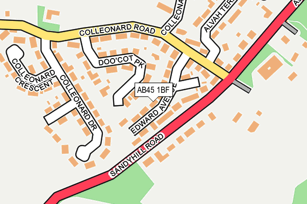 AB45 1BF map - OS OpenMap – Local (Ordnance Survey) AB45 1BF map - OS OpenMap – Local (Ordnance Survey)