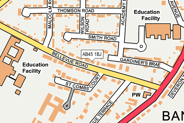 AB45 1BJ map - OS OpenMap – Local (Ordnance Survey) AB45 1BJ map - OS OpenMap – Local (Ordnance Survey)