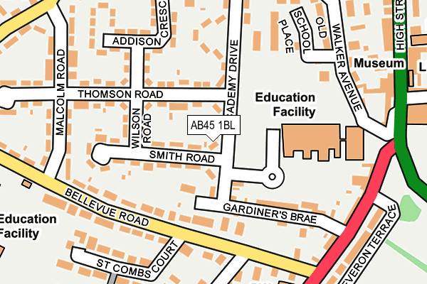 AB45 1BL map - OS OpenMap – Local (Ordnance Survey) AB45 1BL map - OS OpenMap – Local (Ordnance Survey)
