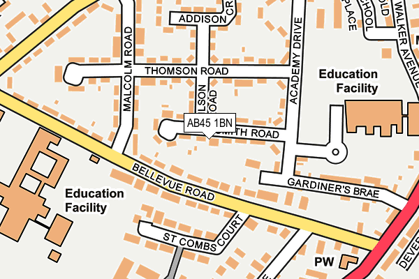 AB45 1BN map - OS OpenMap – Local (Ordnance Survey) AB45 1BN map - OS OpenMap – Local (Ordnance Survey)
