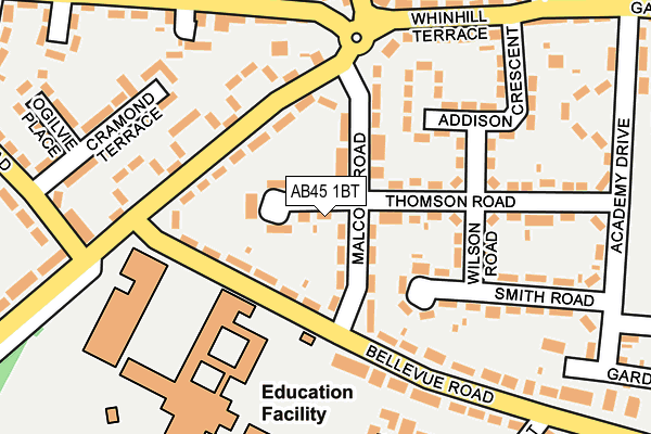 AB45 1BT map - OS OpenMap – Local (Ordnance Survey) AB45 1BT map - OS OpenMap – Local (Ordnance Survey)