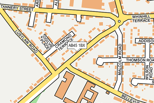 AB45 1BX map - OS OpenMap – Local (Ordnance Survey) AB45 1BX map - OS OpenMap – Local (Ordnance Survey)