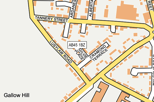 AB45 1BZ map - OS OpenMap – Local (Ordnance Survey) AB45 1BZ map - OS OpenMap – Local (Ordnance Survey)