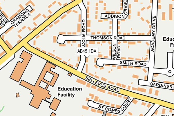 AB45 1DA map - OS OpenMap – Local (Ordnance Survey) AB45 1DA map - OS OpenMap – Local (Ordnance Survey)