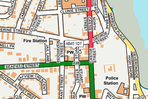 AB45 1DT map - OS OpenMap – Local (Ordnance Survey) AB45 1DT map - OS OpenMap – Local (Ordnance Survey)