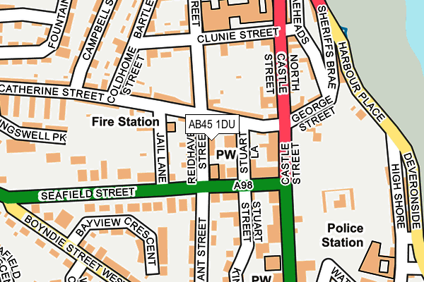 AB45 1DU map - OS OpenMap – Local (Ordnance Survey) AB45 1DU map - OS OpenMap – Local (Ordnance Survey)