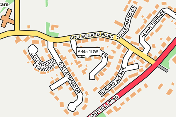 AB45 1DW map - OS OpenMap – Local (Ordnance Survey) AB45 1DW map - OS OpenMap – Local (Ordnance Survey)