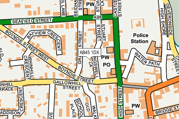 AB45 1DX map - OS OpenMap – Local (Ordnance Survey) AB45 1DX map - OS OpenMap – Local (Ordnance Survey)
