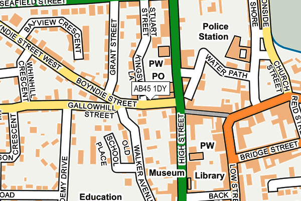 AB45 1DY map - OS OpenMap – Local (Ordnance Survey) AB45 1DY map - OS OpenMap – Local (Ordnance Survey)