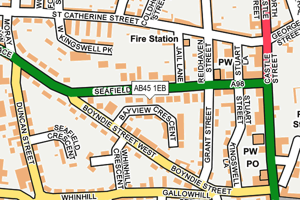AB45 1EB map - OS OpenMap – Local (Ordnance Survey)