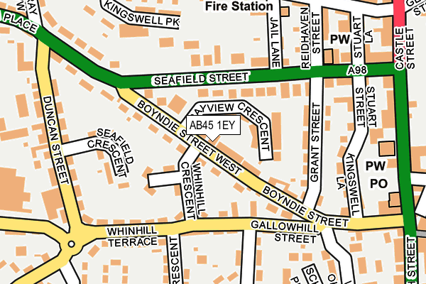 AB45 1EY map - OS OpenMap – Local (Ordnance Survey) AB45 1EY map - OS OpenMap – Local (Ordnance Survey)