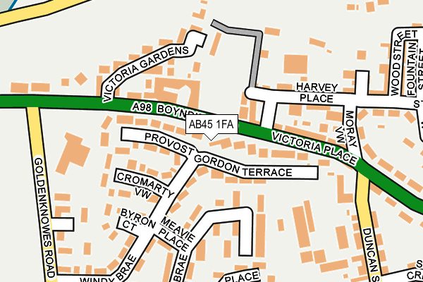 AB45 1FA map - OS OpenMap – Local (Ordnance Survey) AB45 1FA map - OS OpenMap – Local (Ordnance Survey)