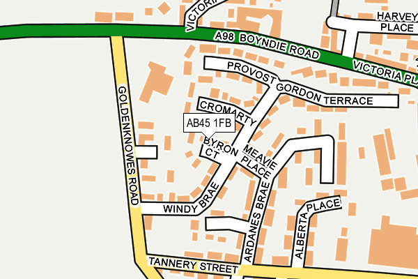 AB45 1FB map - OS OpenMap – Local (Ordnance Survey) AB45 1FB map - OS OpenMap – Local (Ordnance Survey)