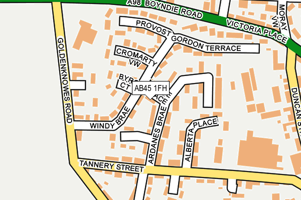 AB45 1FH map - OS OpenMap – Local (Ordnance Survey) AB45 1FH map - OS OpenMap – Local (Ordnance Survey)