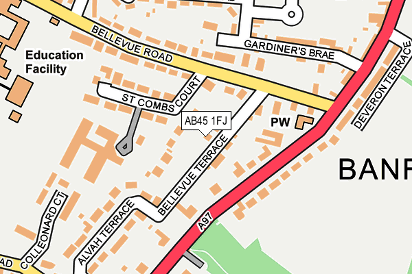 AB45 1FJ map - OS OpenMap – Local (Ordnance Survey) AB45 1FJ map - OS OpenMap – Local (Ordnance Survey)