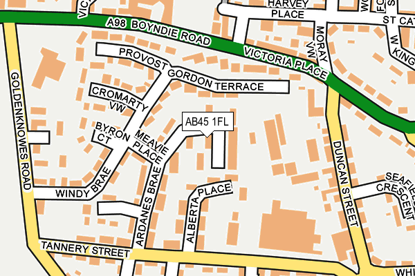 AB45 1FL map - OS OpenMap – Local (Ordnance Survey) AB45 1FL map - OS OpenMap – Local (Ordnance Survey)