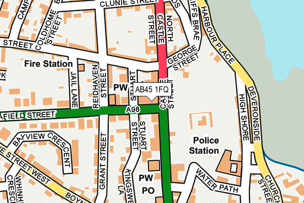 AB45 1FQ map - OS OpenMap – Local (Ordnance Survey) AB45 1FQ map - OS OpenMap – Local (Ordnance Survey)