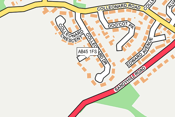 AB45 1FS map - OS OpenMap – Local (Ordnance Survey) AB45 1FS map - OS OpenMap – Local (Ordnance Survey)