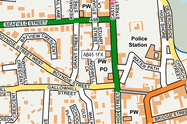 AB45 1FX map - OS OpenMap – Local (Ordnance Survey) AB45 1FX map - OS OpenMap – Local (Ordnance Survey)