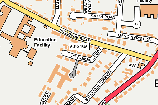 AB45 1GA map - OS OpenMap – Local (Ordnance Survey) AB45 1GA map - OS OpenMap – Local (Ordnance Survey)