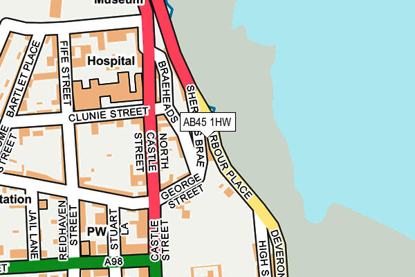 AB45 1HW map - OS OpenMap – Local (Ordnance Survey) AB45 1HW map - OS OpenMap – Local (Ordnance Survey)